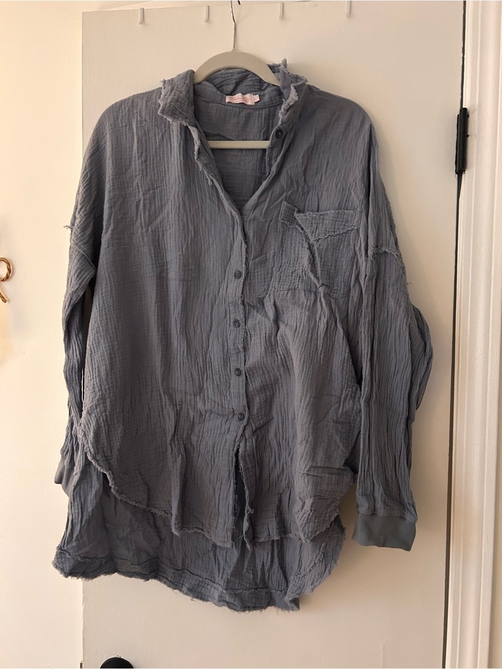 Pink Lilly  Washed Button-Down Shirt in Slate Blue